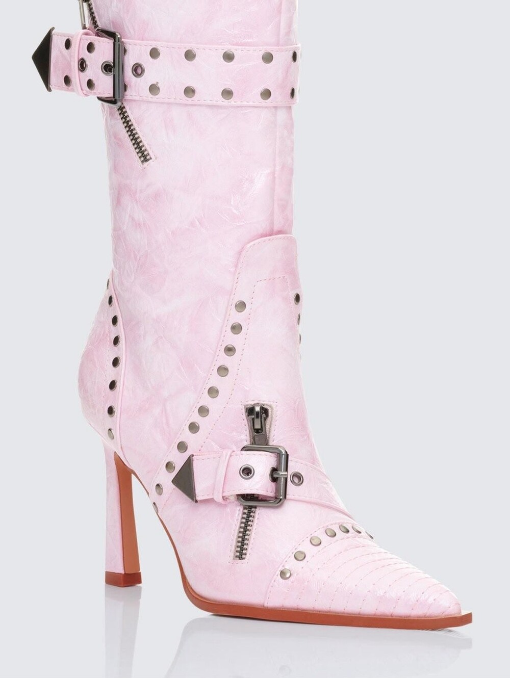 Finesse Talyah Pink Burnished/size 7/Knee High Biker BootsRegular MSRP $128.00